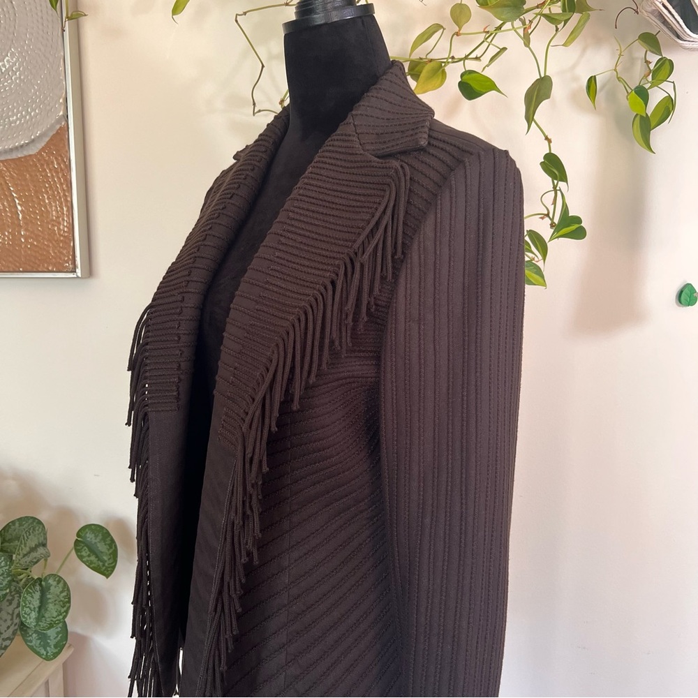 Vintage Company by Ellen Tracy Women’s Black Fringed Jacket/Blazer Size 12 - Picture 4 of 9